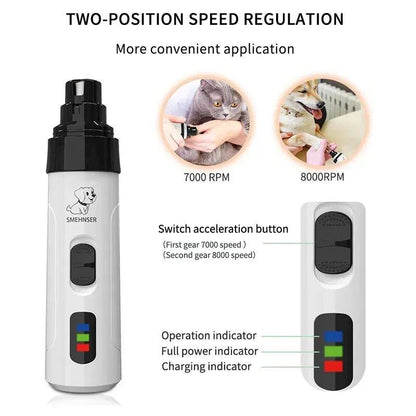 Electric Pet Nail Grinder - Safe & Quiet for Dogs and Cats